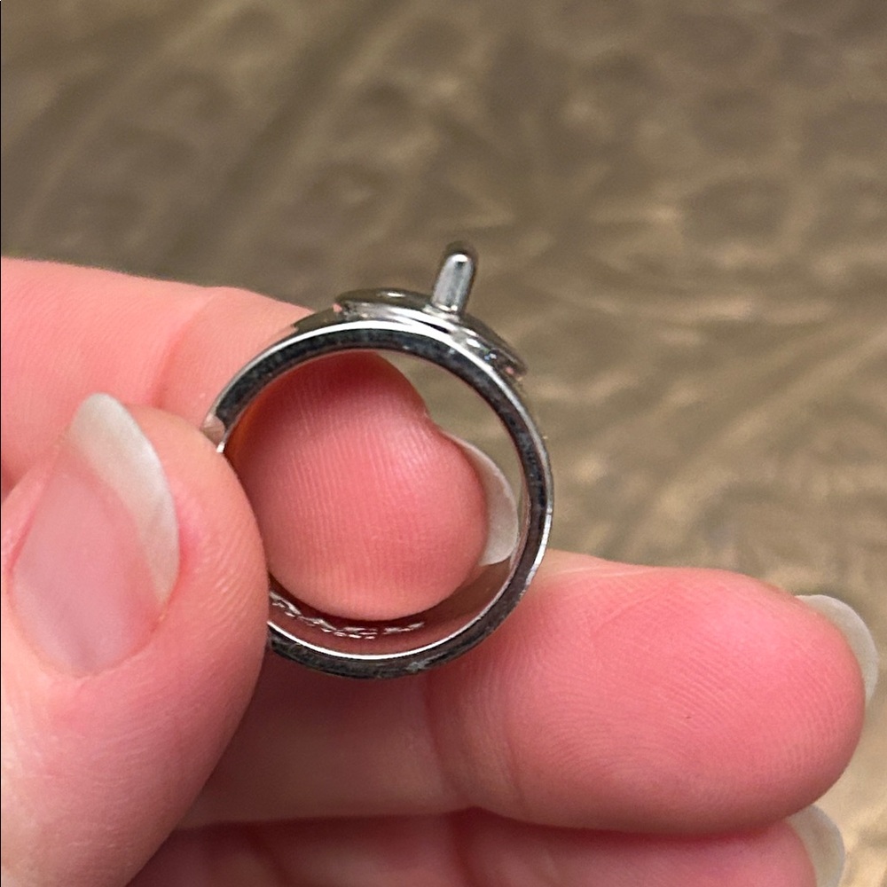 Authentic Coach RARE Pave turn lock Silver Ring with Logo inside band - Picture 12 of 14